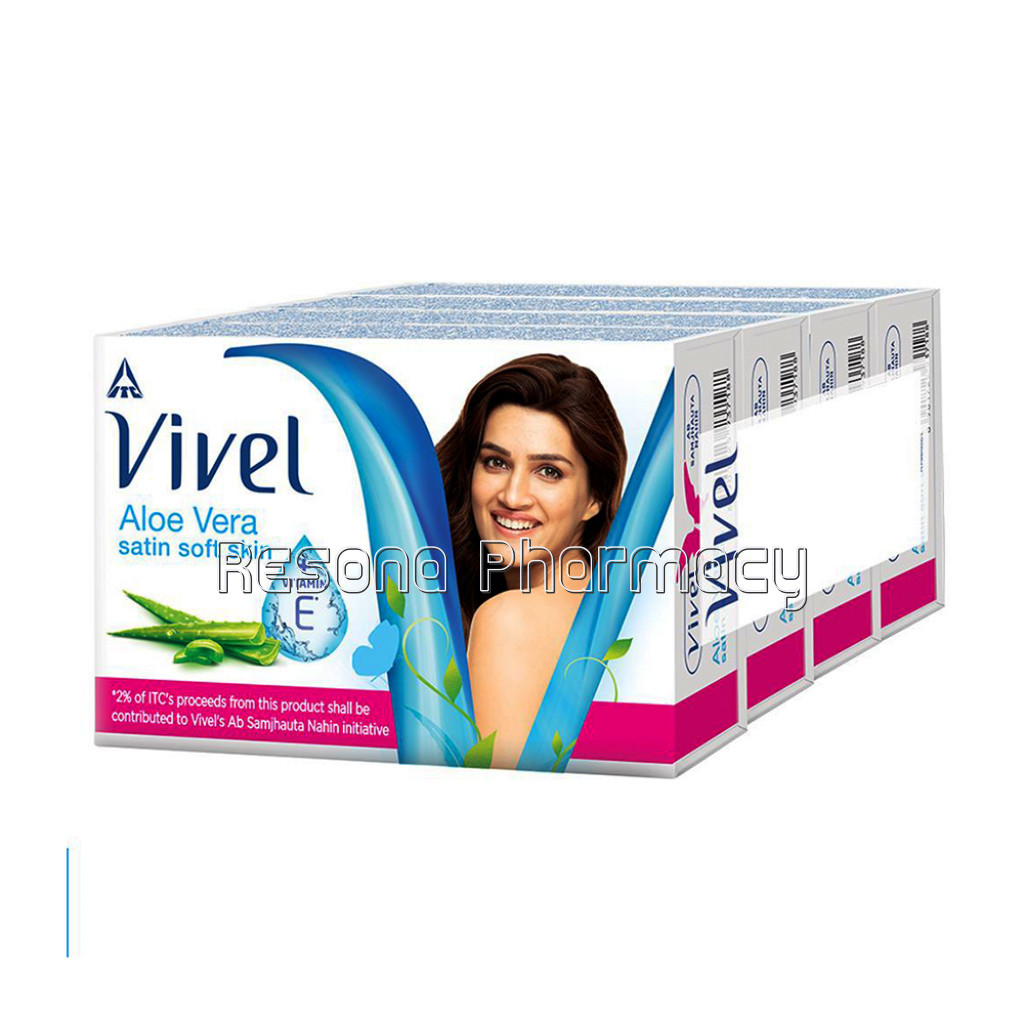 Vivel Aloe Vera Soap, Satin Soft Skin With Vitamin E 100Gx3Plus1
