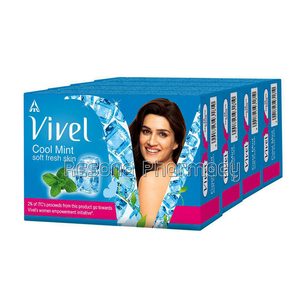 Vivel Cool Mint Soap, Soft Fresh Skin With Menthol 100Gx3Plus1