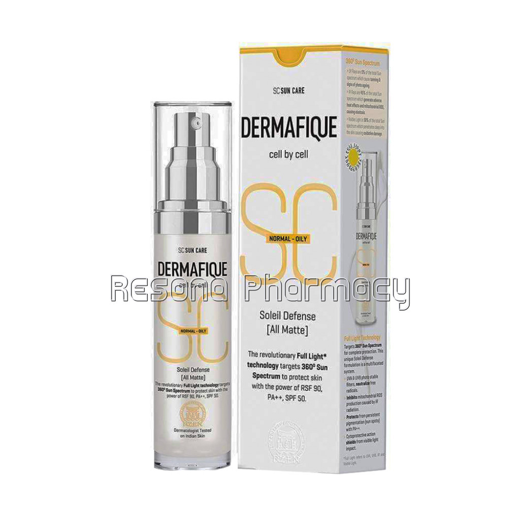 Dermafique Soleil Defense All Matte Sunscreen, Spf 50 For Normal To Oily Skin, Dermatologist Tested, Non Sticky Cream (30 Gm)