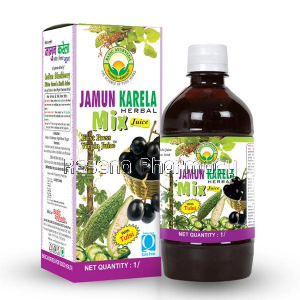 Basic Ayurveda Jamun Karela Herbal Mix Juice 1 Ltr