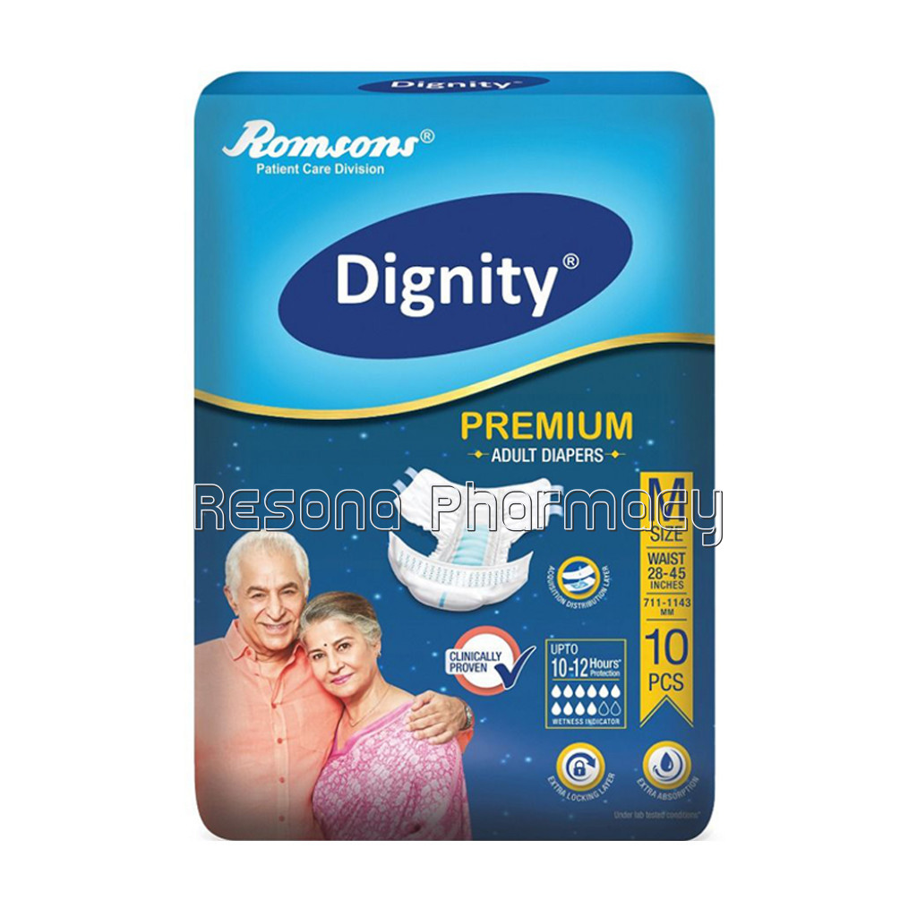 Dignity Premium Adult Diapers, Medium, Waist Size 28