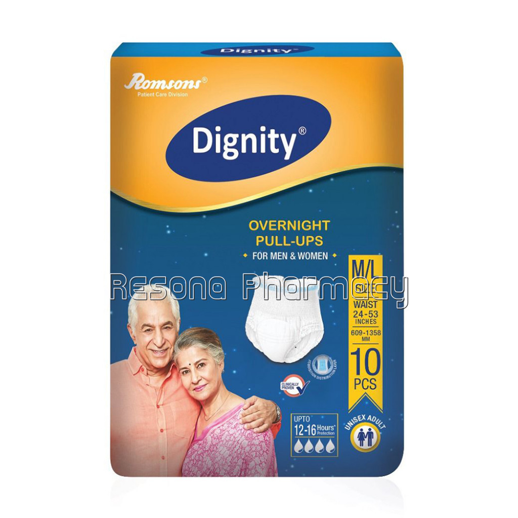 Dignity Overnight Pull Up Adult Diapers, Medium Large, Waist Size 24