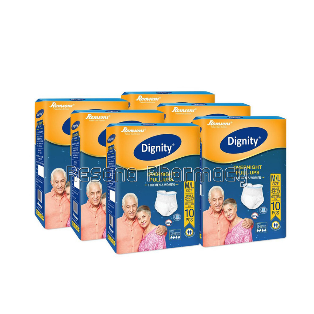 Dignity Overnight Pull Up Adult Diapers, Medium Large, Waist Size 24