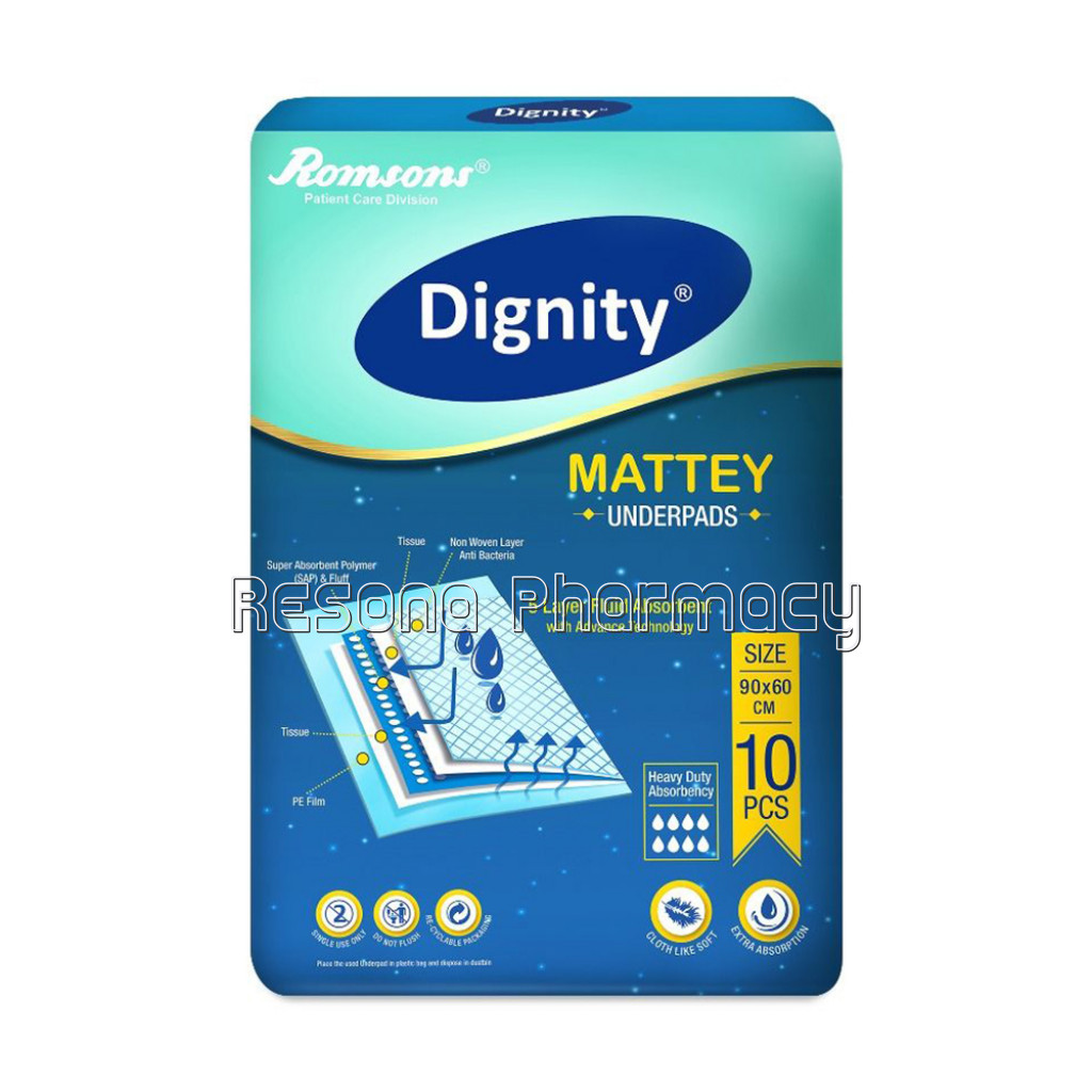 Dignity Mattey Disposable Underpads, 60X90 Cm, 10 Pcs/Pack (Pack Of 1)