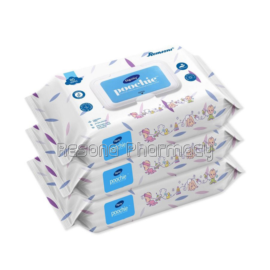 Dignity Poochie 100% Biodegradable Baby Wipes, 150X200 Mm, 80 Wipes/Pack (Pack Of 3) 240 Wipes