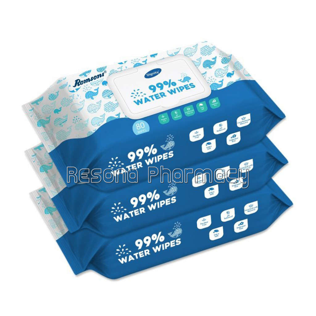 Dignity 99% Water Wipes, 150X200 Mm, 80 Wipes/Pack (Pack Of 3) 240 Wipes