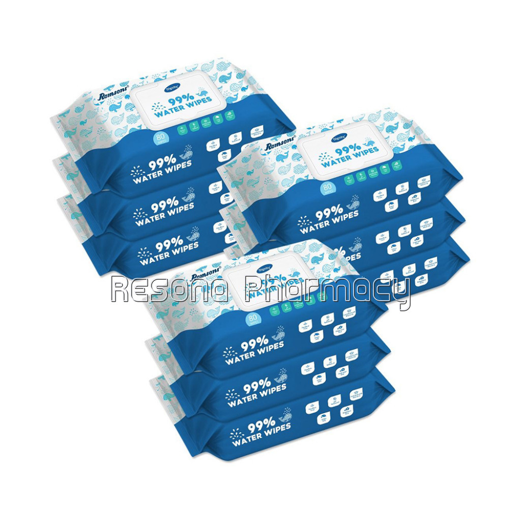 Dignity 99% Water Wipes, 150X200 Mm, 80 Wipes/Pack (Pack Of 9) 720 Wipes