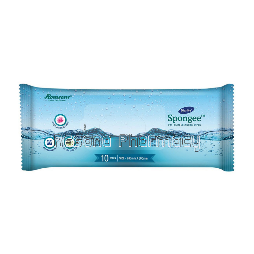 Dignity Spongee Body Wipes For Adult, 240X300 Mm 10 Wipes/Pack (Pack Of 1)