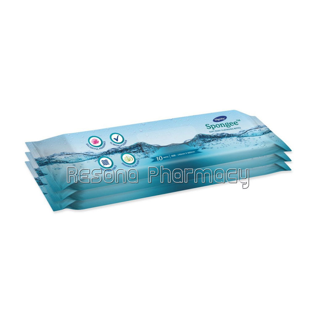 Dignity Spongee Body Wipes For Adult, 240X300 Mm 10 Wipes/Pack (Pack Of 3) 30 Wipes