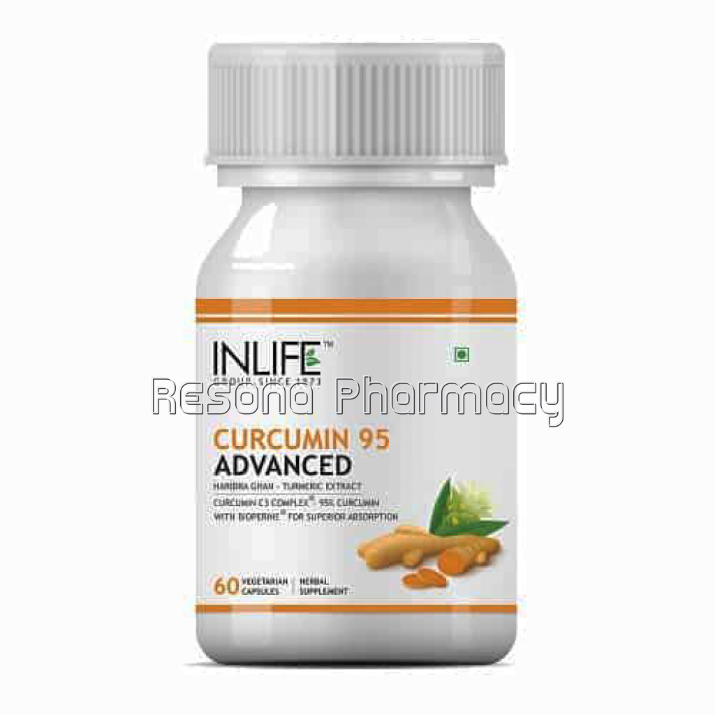 Inlife Curcumin (95% Curcuminoids) With Piperine (Bioperine), 500 Mg – 60 Veg. Capsules