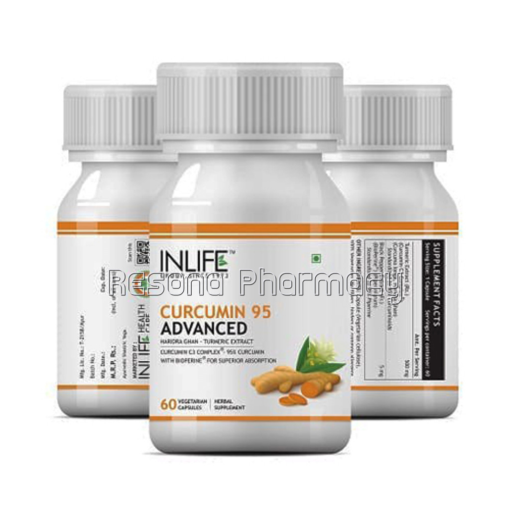 Inlife Curcumin (95% Curcuminoids) With Piperine (Bioperine), 500 Mg – 60 Veg. Capsules