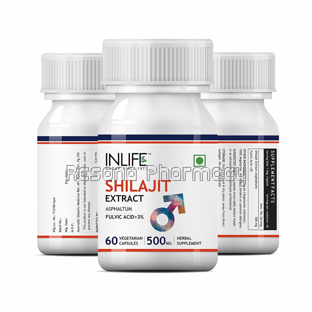 Inlife Shilajit Extract Supplement, 500 Mg – 60 Vegetarian Capsules