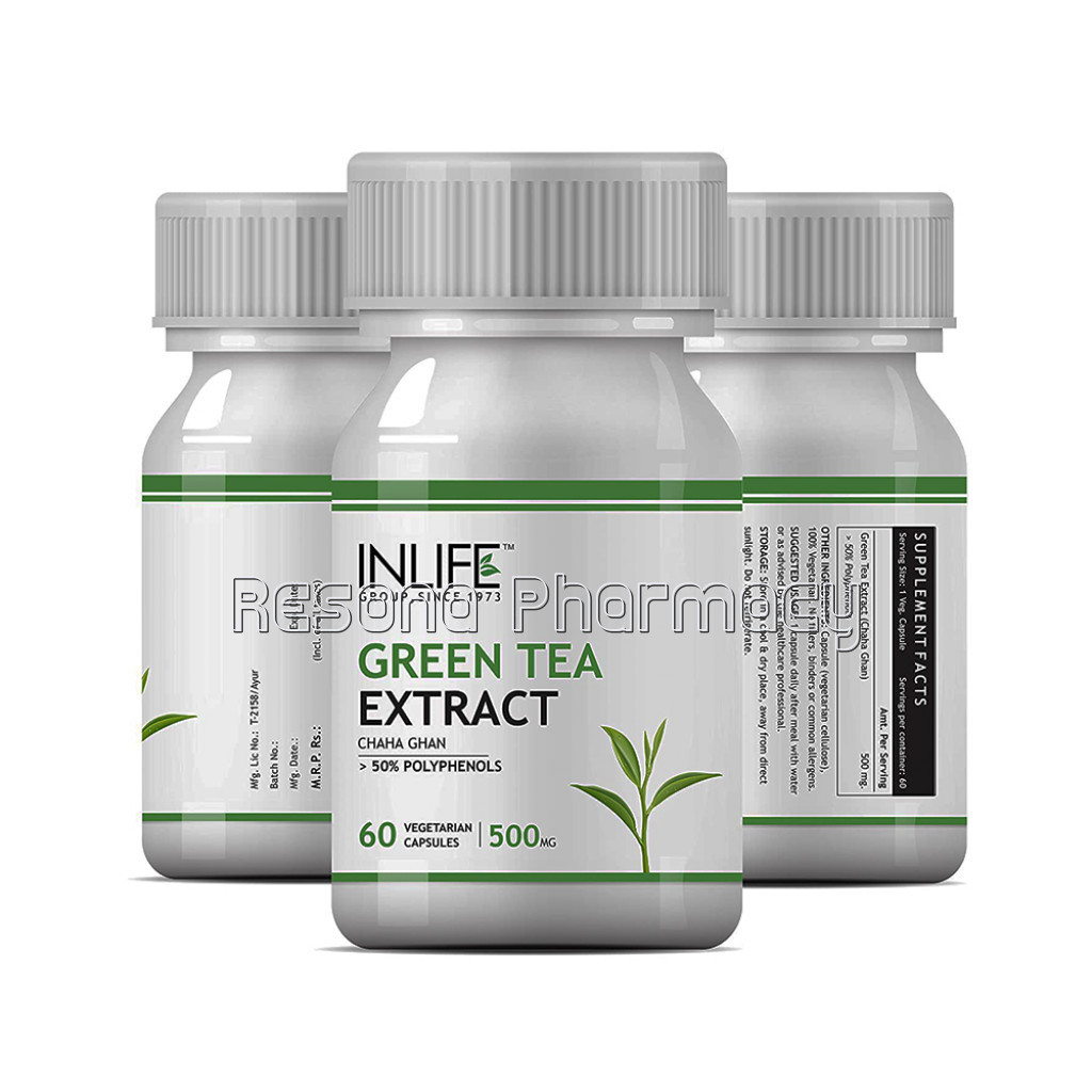 Inlife Green Tea Extract Supplement, 500 Mg – 60 Vegetarian Capsules