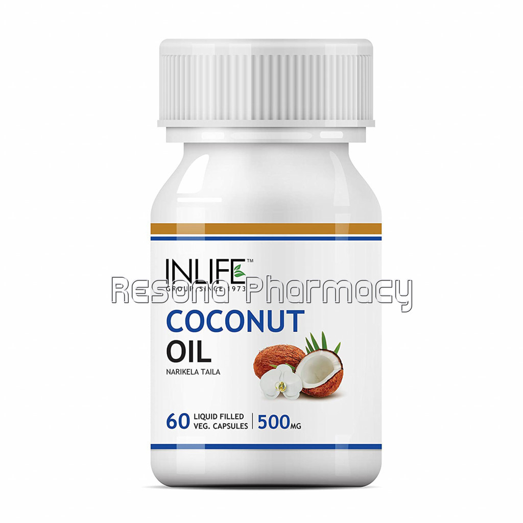 Inlife Coconut Oil Supplement, 500Mg – 60 Veg. Capsules