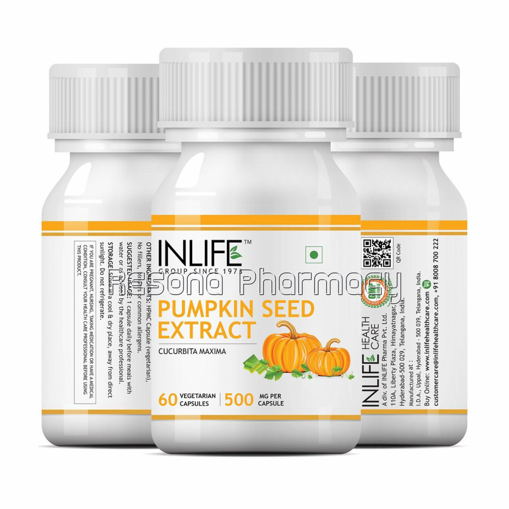 Inlife Pumpkin Seed Extract Supplement, 500 Mg – 60 Vegetarian Capsules