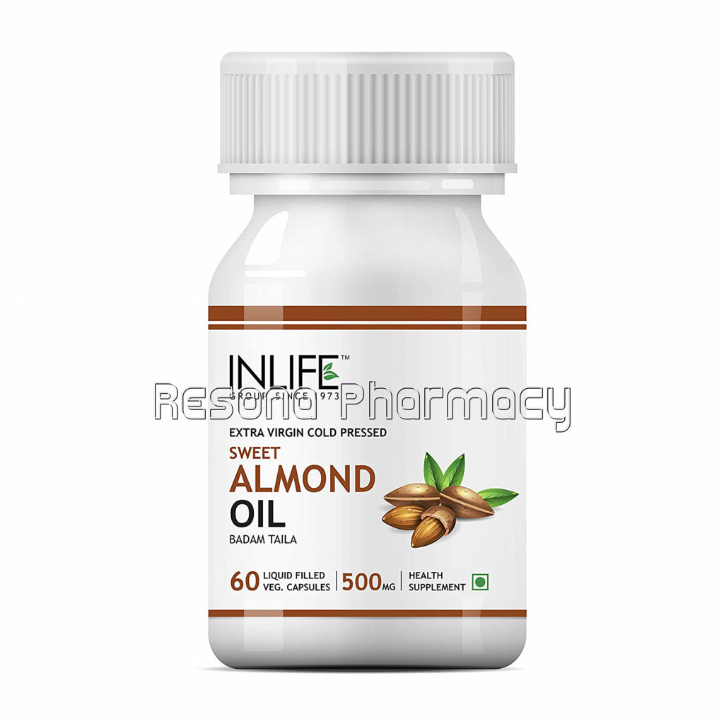 Inlife Sweet Almond Oil Supplement, 500Mg – 60 Vegetarian Capsules