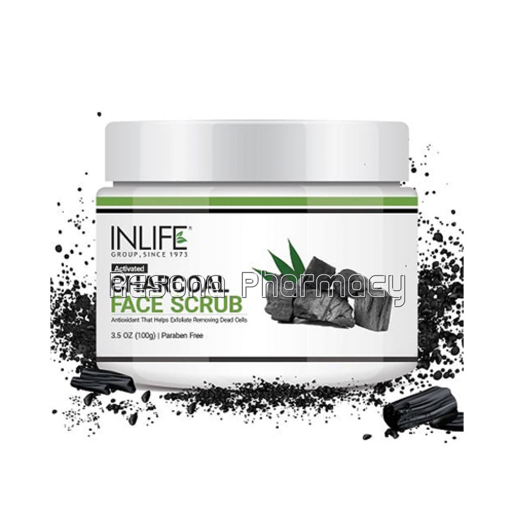 Inlife Activated Charcoal Face and Body Scrub Deep Cleansing Exfoliation Anti Acne and Pimples Blackhead Removal – Paraben Free, 100G