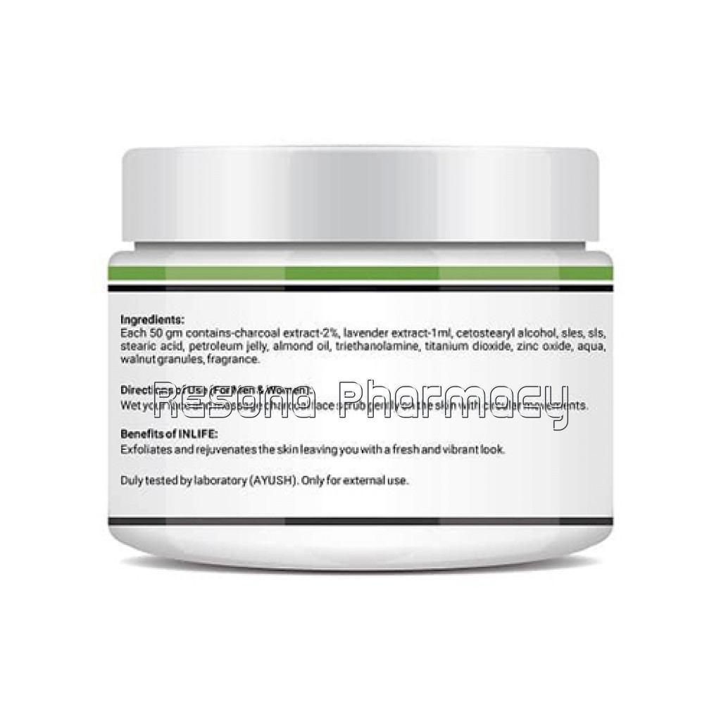 Inlife Activated Charcoal Face and Body Scrub Deep Cleansing Exfoliation Anti Acne and Pimples Blackhead Removal – Paraben Free, 100G