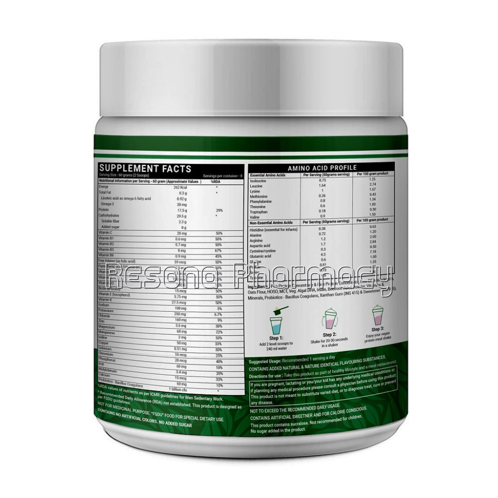 Inlife Vegan Protein Meal Replacement Shake With Added Probiotics, 500Gm (Mixed Berry Flavour)