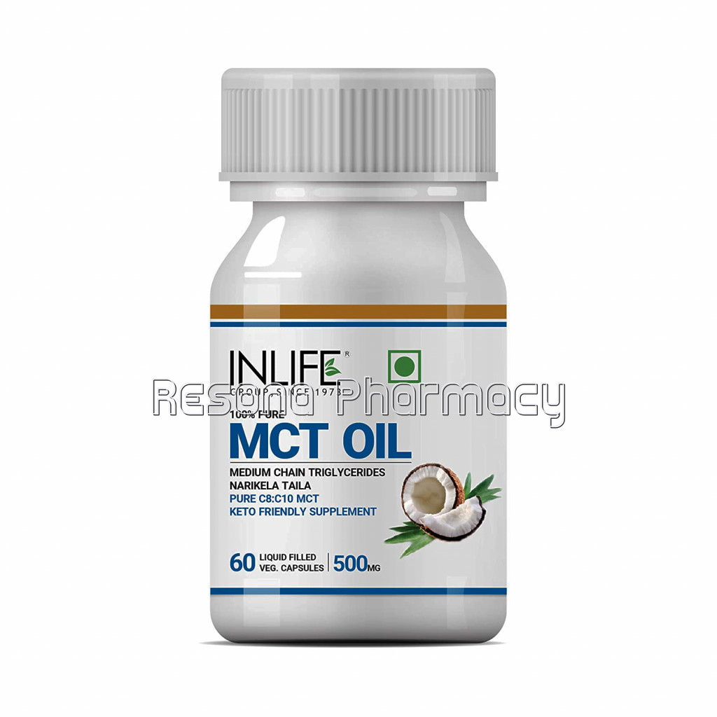 Inlife Pure Mct Oil C8 C10 Keto Friendly Weight Management Supplement, 500Mg – 60 Vegetarian Capsules