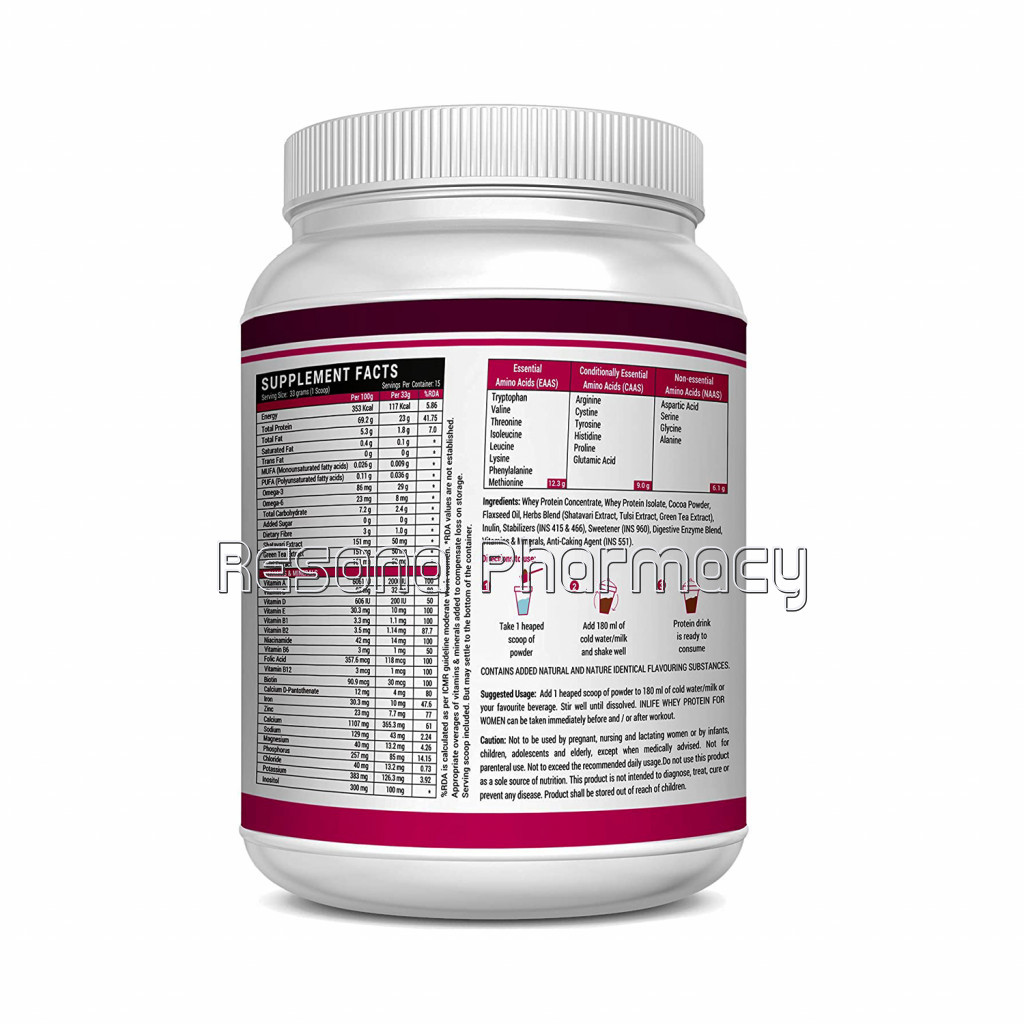 Inlife Whey Protein Powder For Women Ayurvedic Herbs, 23G Protein, 21 Vitamins Minerals, Omega 3 6, With Digestive Enzymes (500Gm, Chocolate)