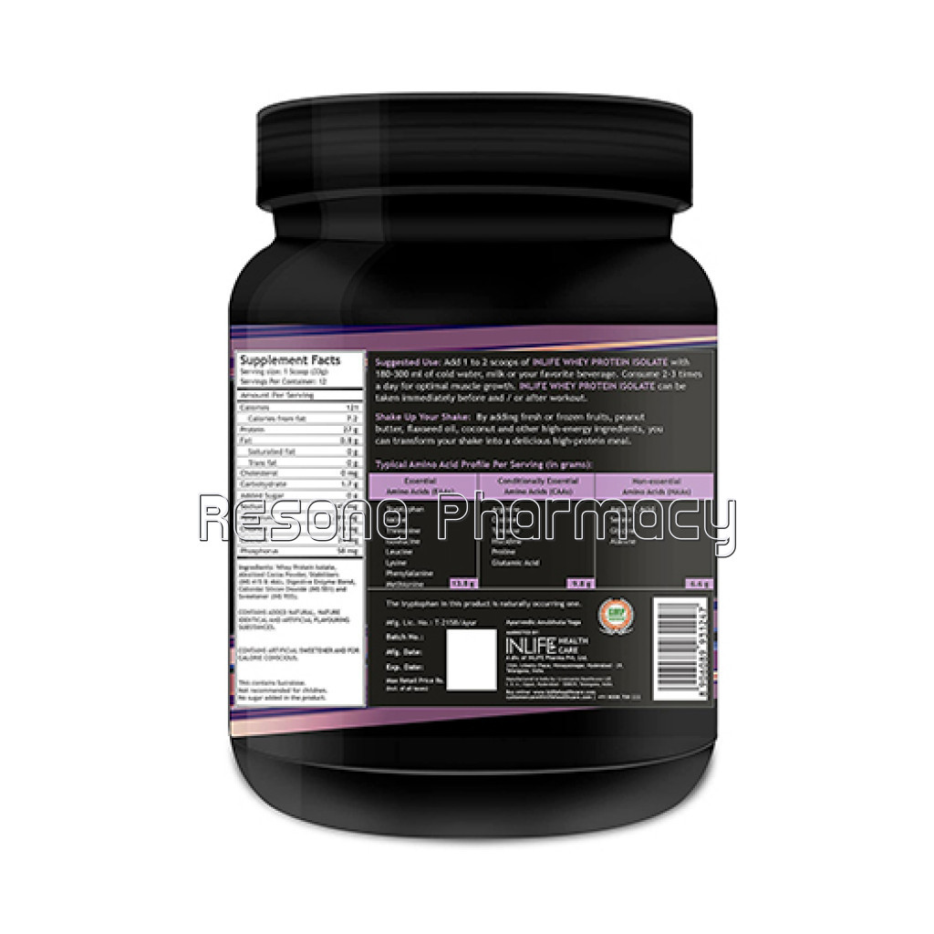 Inlife 100% Isolate Whey Protein Powder Supplement – 400Grams (Chocolate)