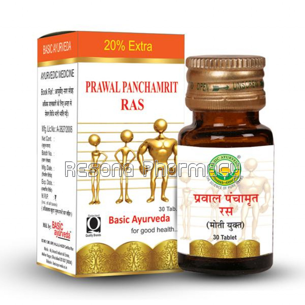 Basic Ayurveda Prawal Panchamrit Ras (30 Tablets)