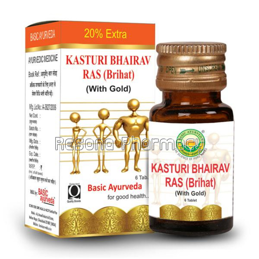 Basic Ayurveda Brihat Kasturi Bhairav Ras (6 Tablets)