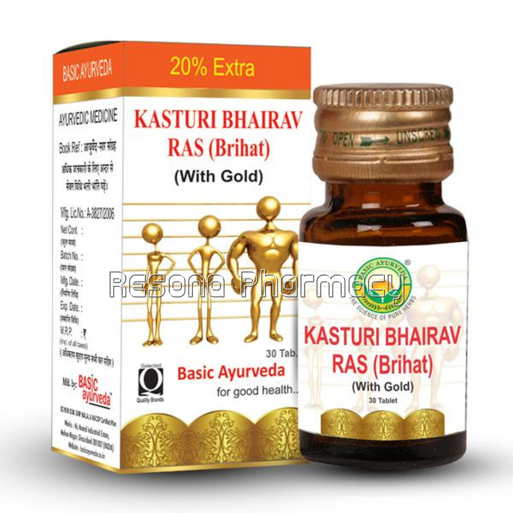 Basic Ayurveda Brihat Kasturi Bhairav Ras (30 Tablets)