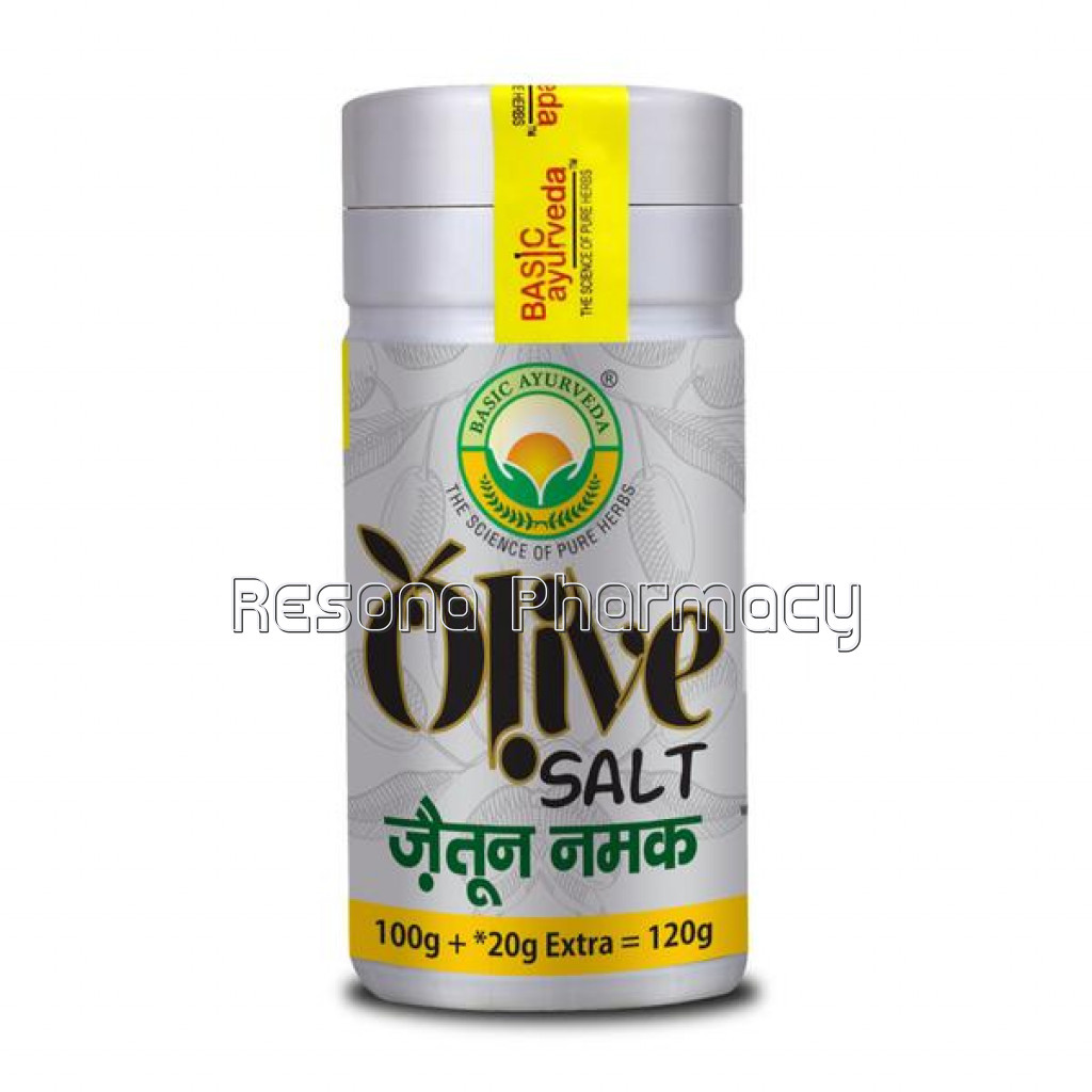 Basic Ayurveda Olive Salt (Jaitun Ka Namak Zaitoon) | Helps In Digestion | Treats Stomach Related Problems | Olive Cider Salt 120 Gm