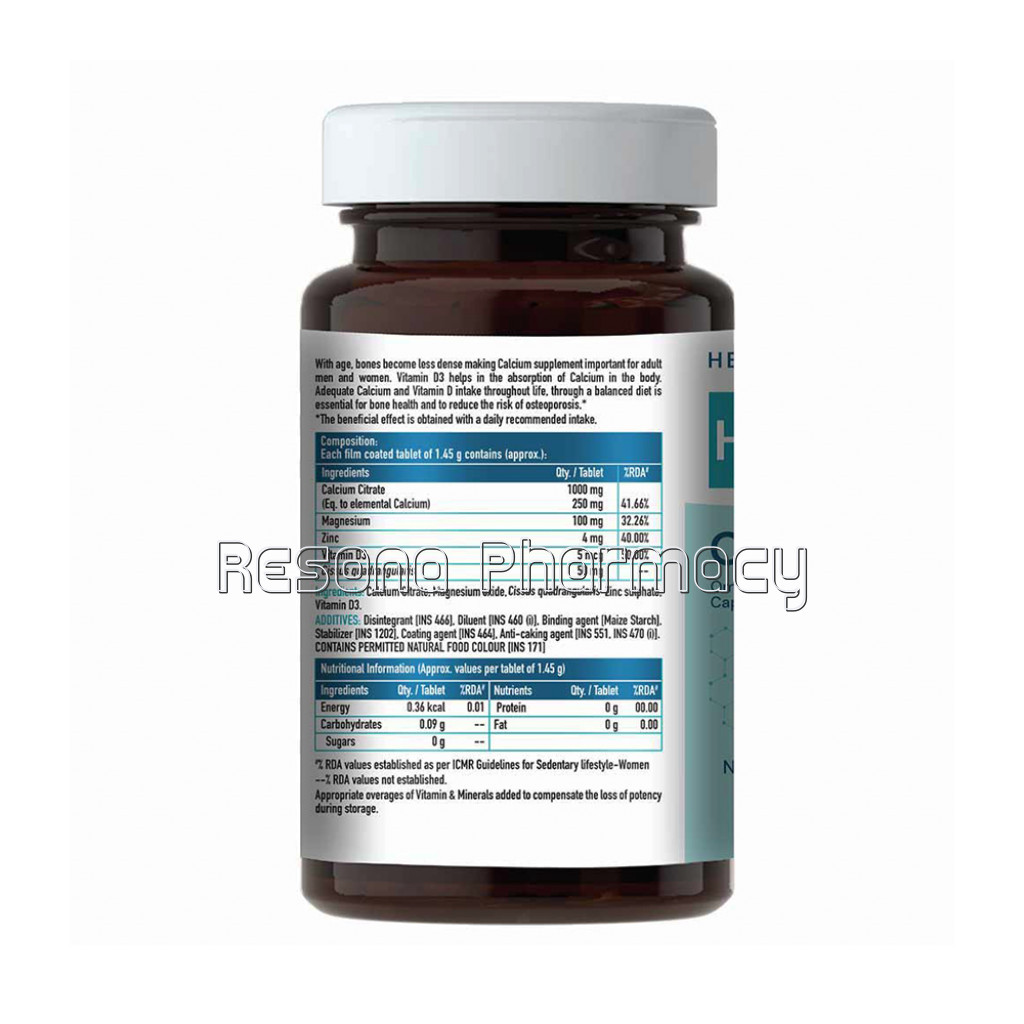 Healthkart Hk Vitals Calcium With Mag Zinc and Vit D3, 60 Tablet(S), Unflavoured
