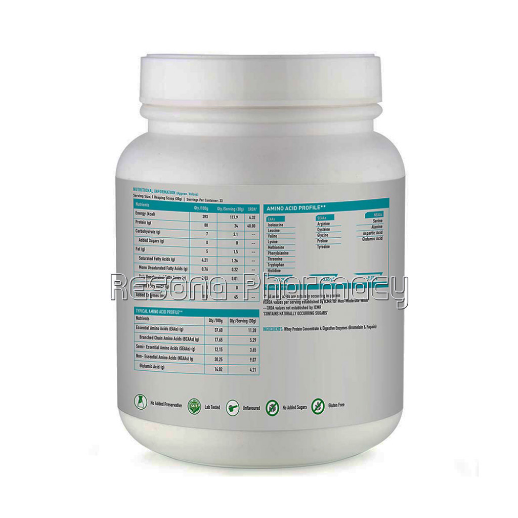 Healthkart 100% Pure Whey Protein, 2.2 Lb, Unflavoured