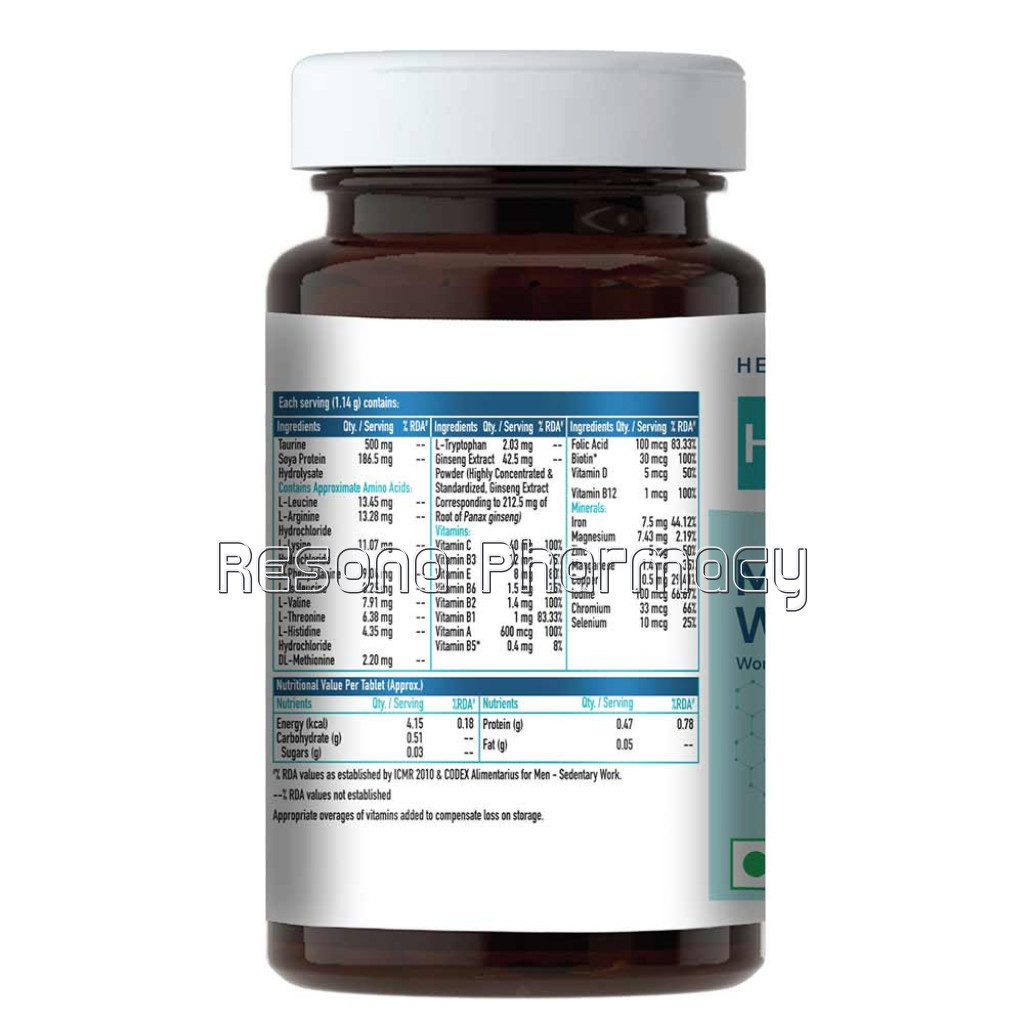Healthkart Multivitamin With Multimineral, Amino Acids, Taurine and Ginseng Extract, 30 Tablet(S), Unflavoured