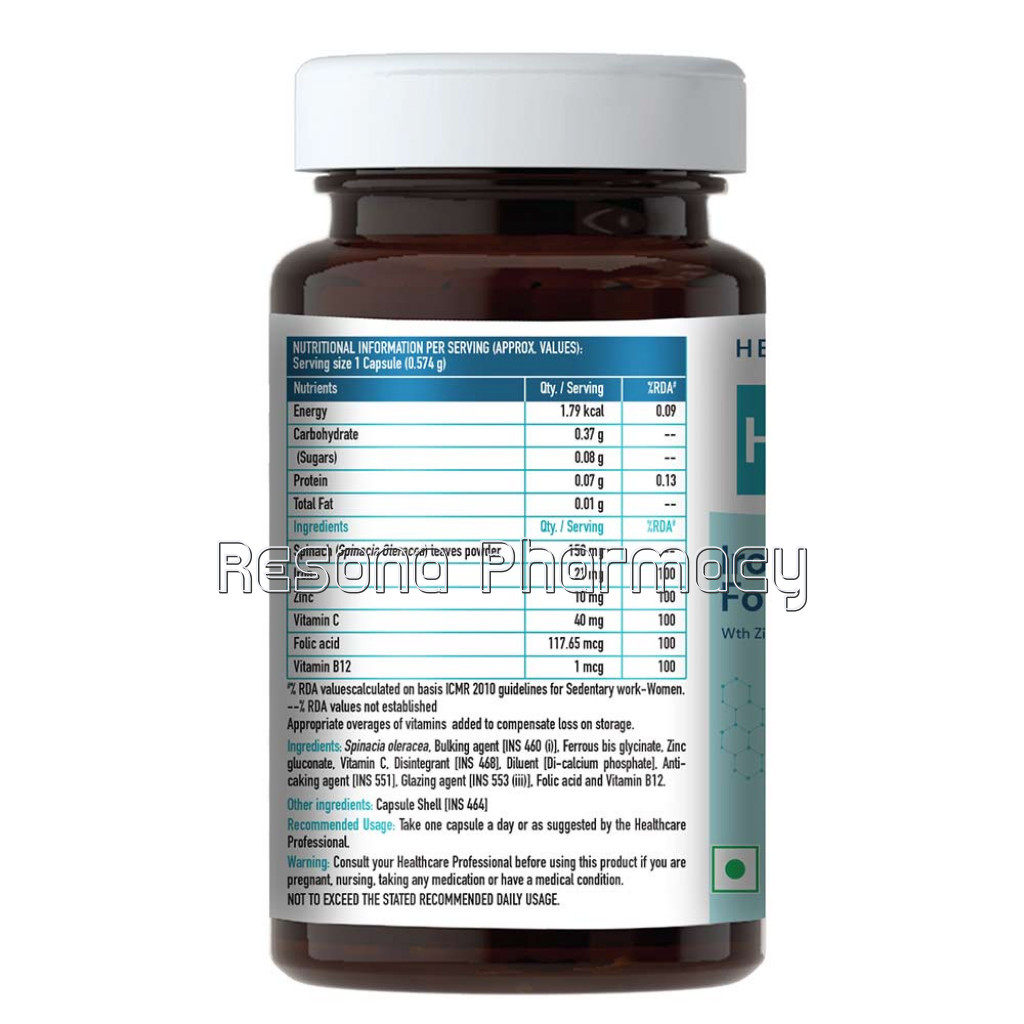 Healthkart Iron Plus Folic Acid, 90 Capsules