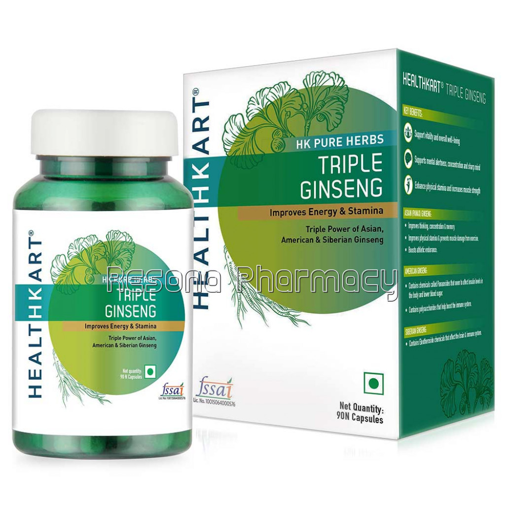 Healthkart Triple Ginseng (Asian, American And Siberian Ginseng), 90 Capsules