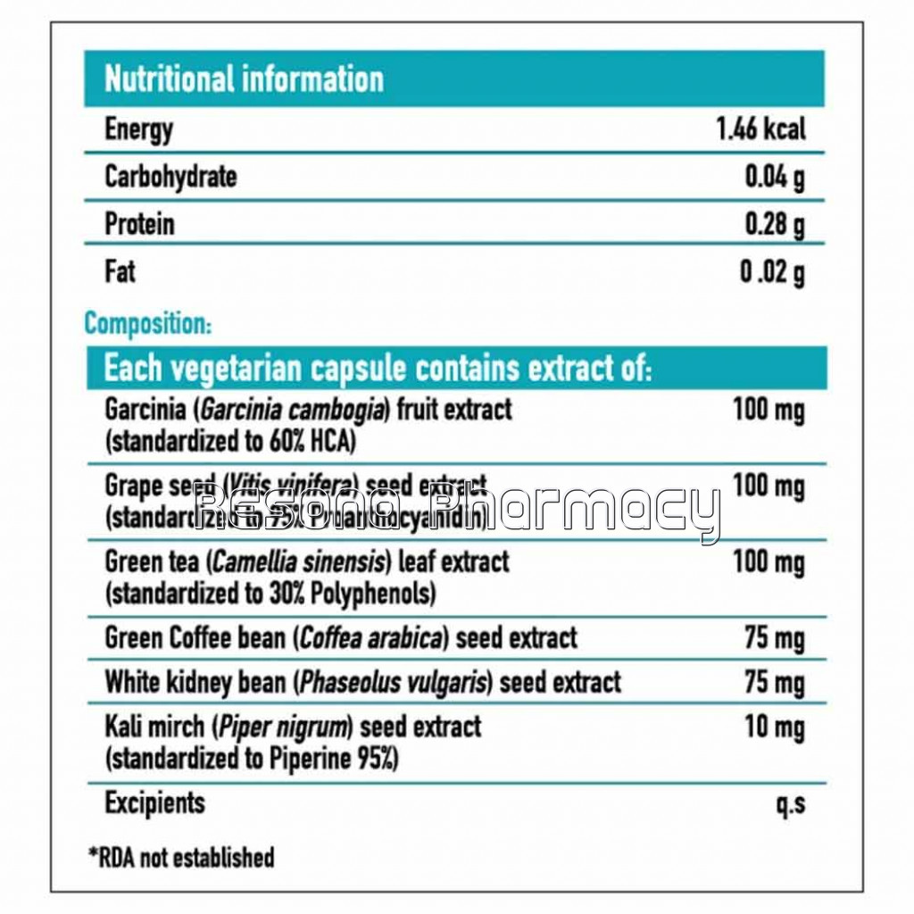 Healthkart Lean With Garcinia And Green Coffee Bean Extract Op, 90 Capsules, Unflavoured