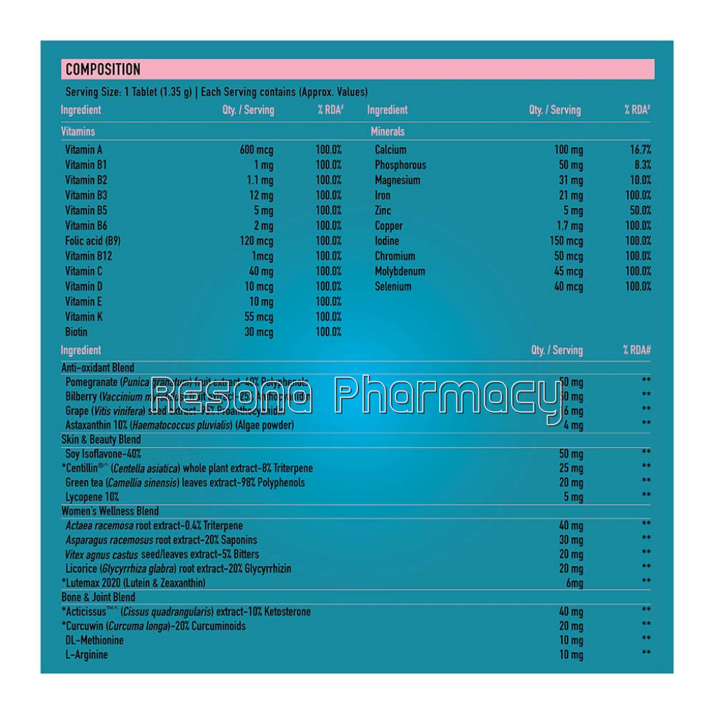 Truebasics Multivit Women For Energy and Immunity, 90 Tablet(S), Unflavoured