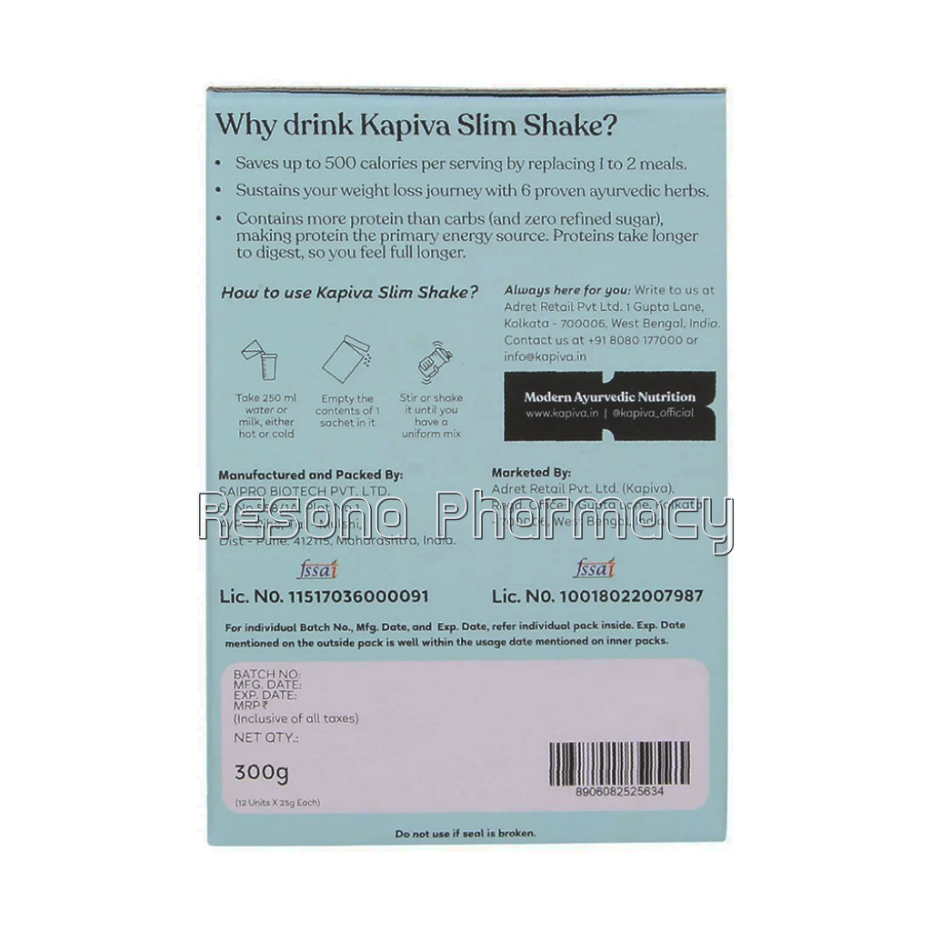 Kapiva Meal Replacement Slim Shake Assortment Pack With 4 Flavours