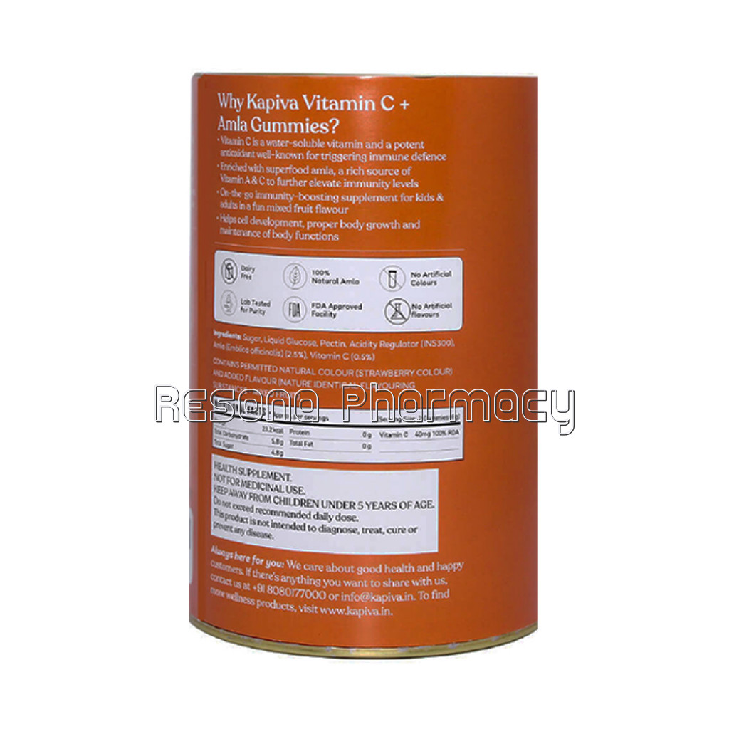 Kapiva Vitamin C Plus Amla Gummies 60 Gummies