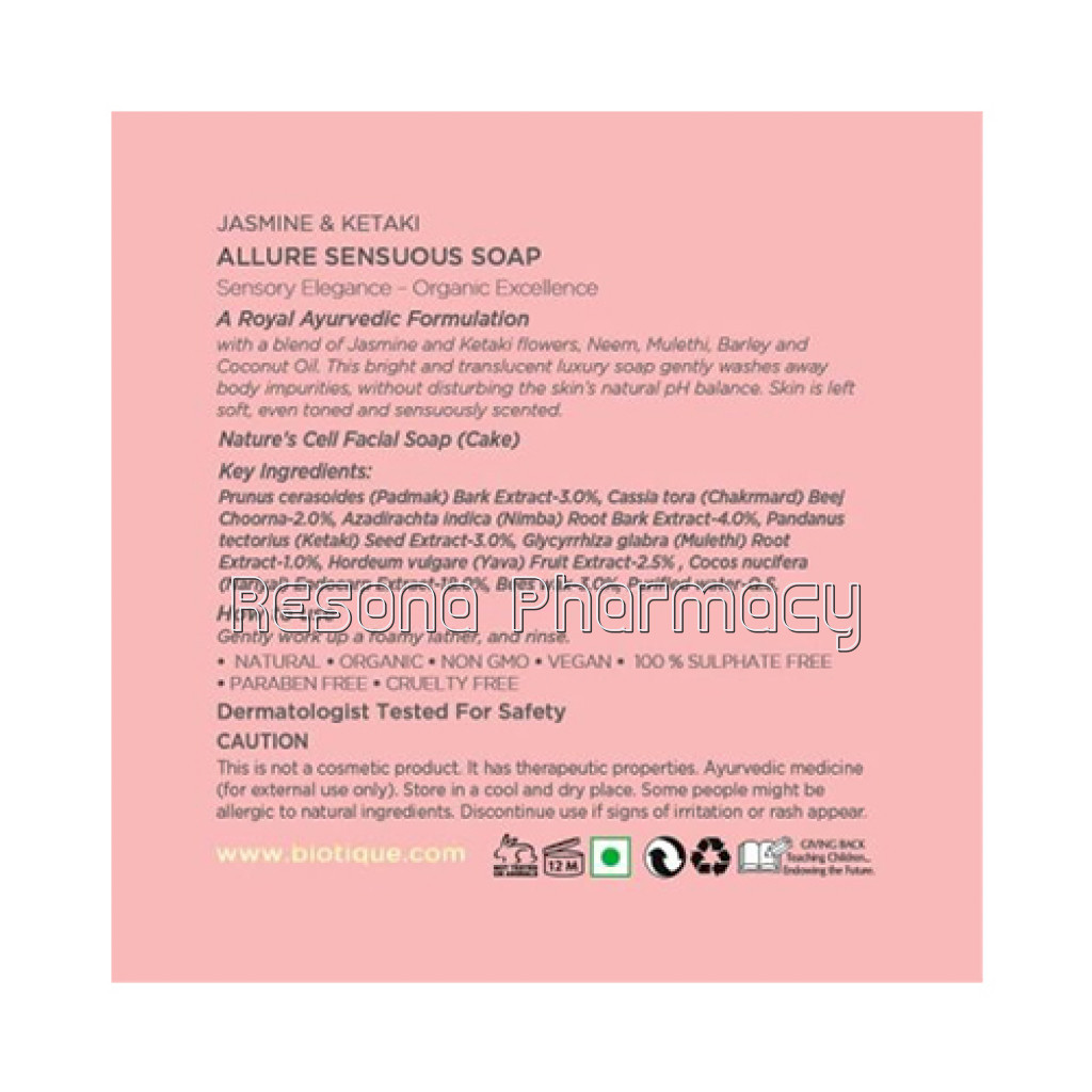 Biotique Royal Jasmine and Ketaki Allure Sensuous Soap 100Gm