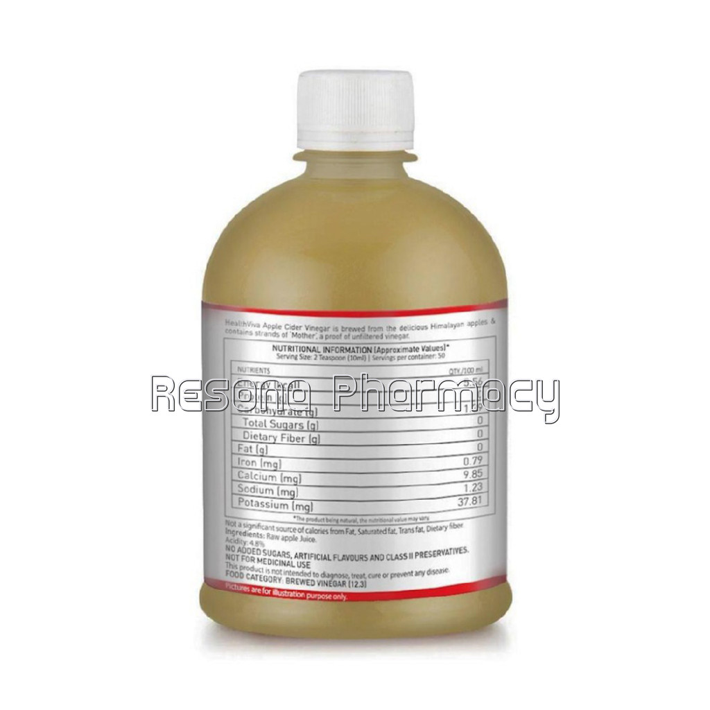 Healthviva Apple Cider Vinegar 100% Natural, 0.5 L Unflavoured