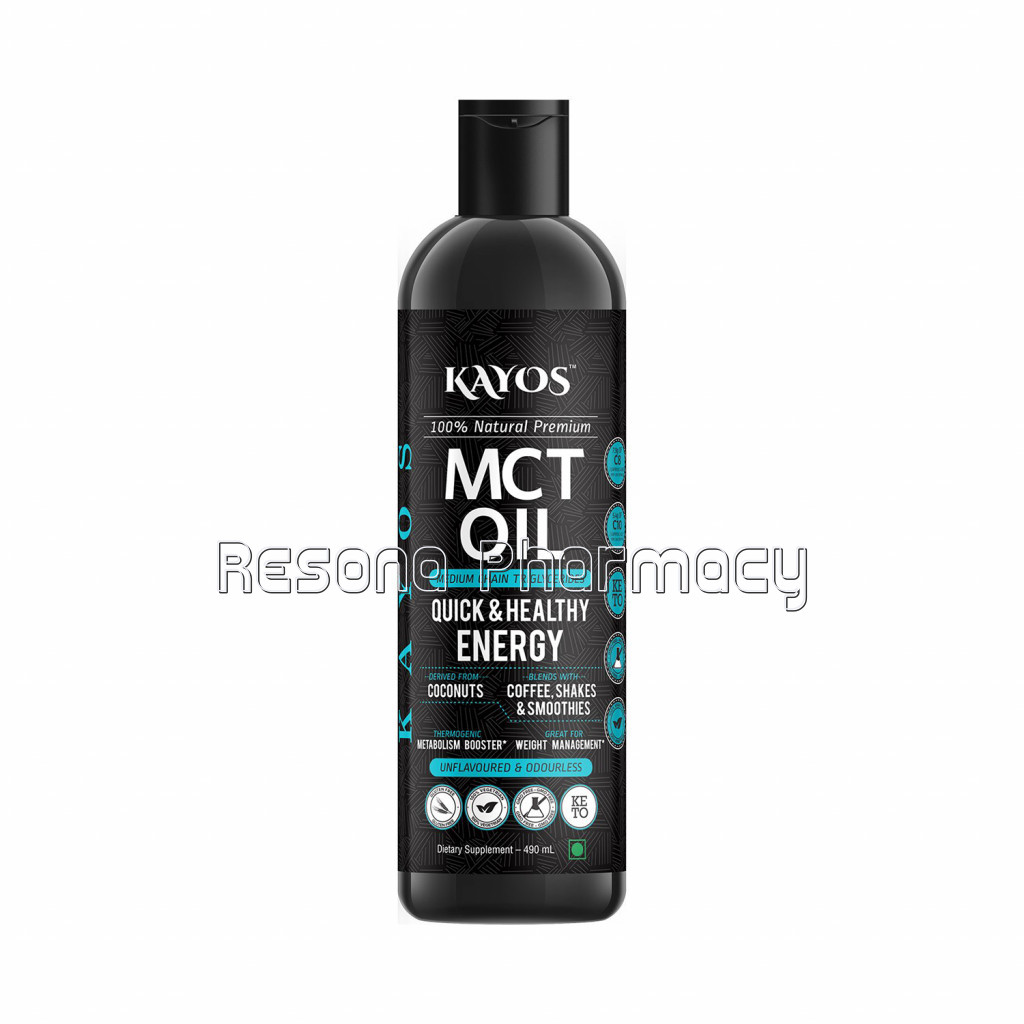 Kayos Naturals Mct Oil From Coconut Unsweetened Keto Diet Sports Supplement   490 Ml