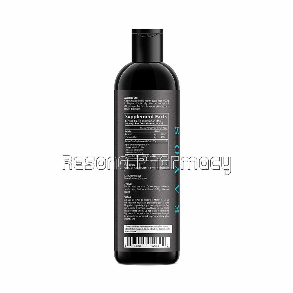 Kayos Naturals Mct Oil From Coconut Unsweetened Keto Diet Sports Supplement   490 Ml