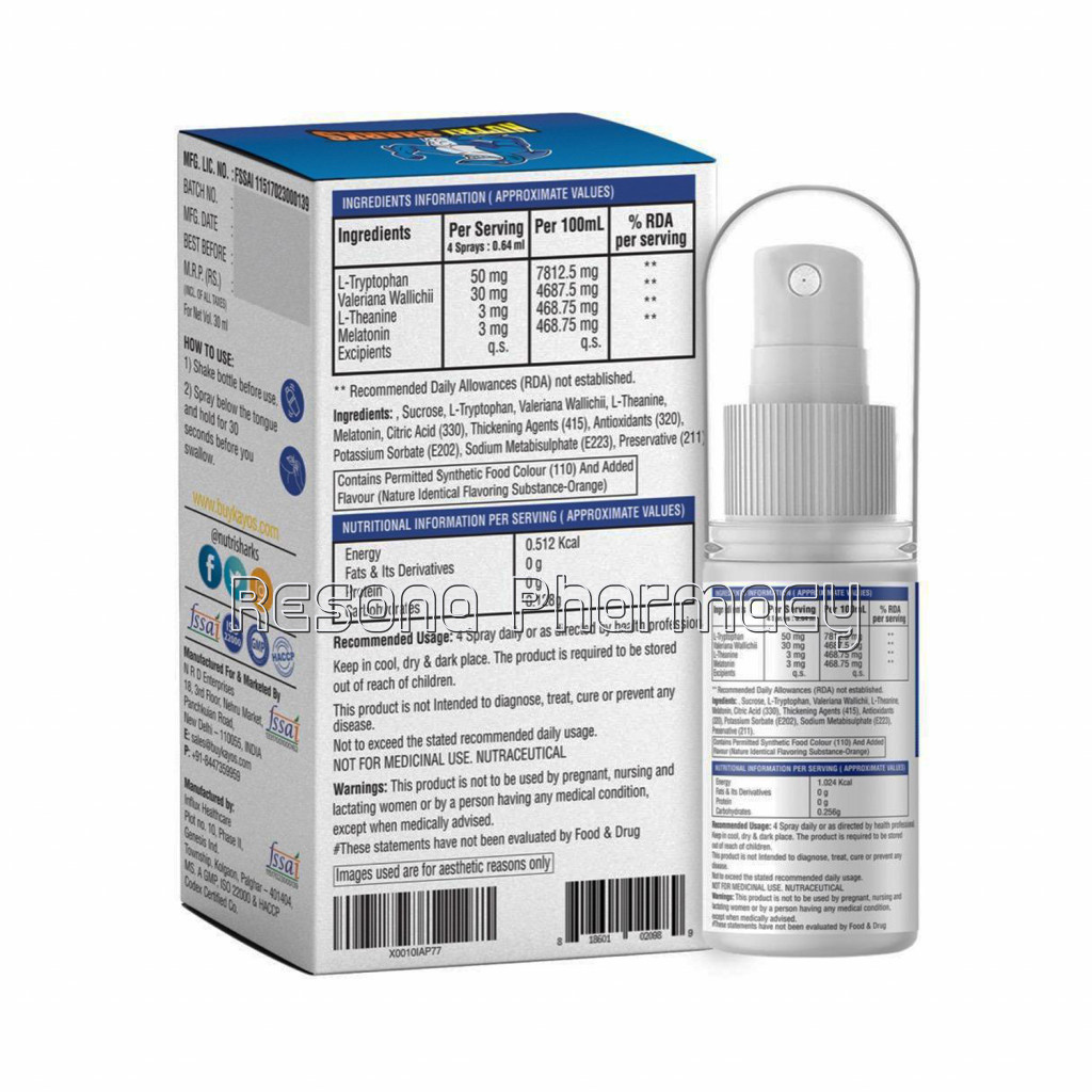 Nutrisharks Melatonin 3Mg Sleep Spray Vitamin Supplement   Non Habit Sleeping Aid Drops   30Ml