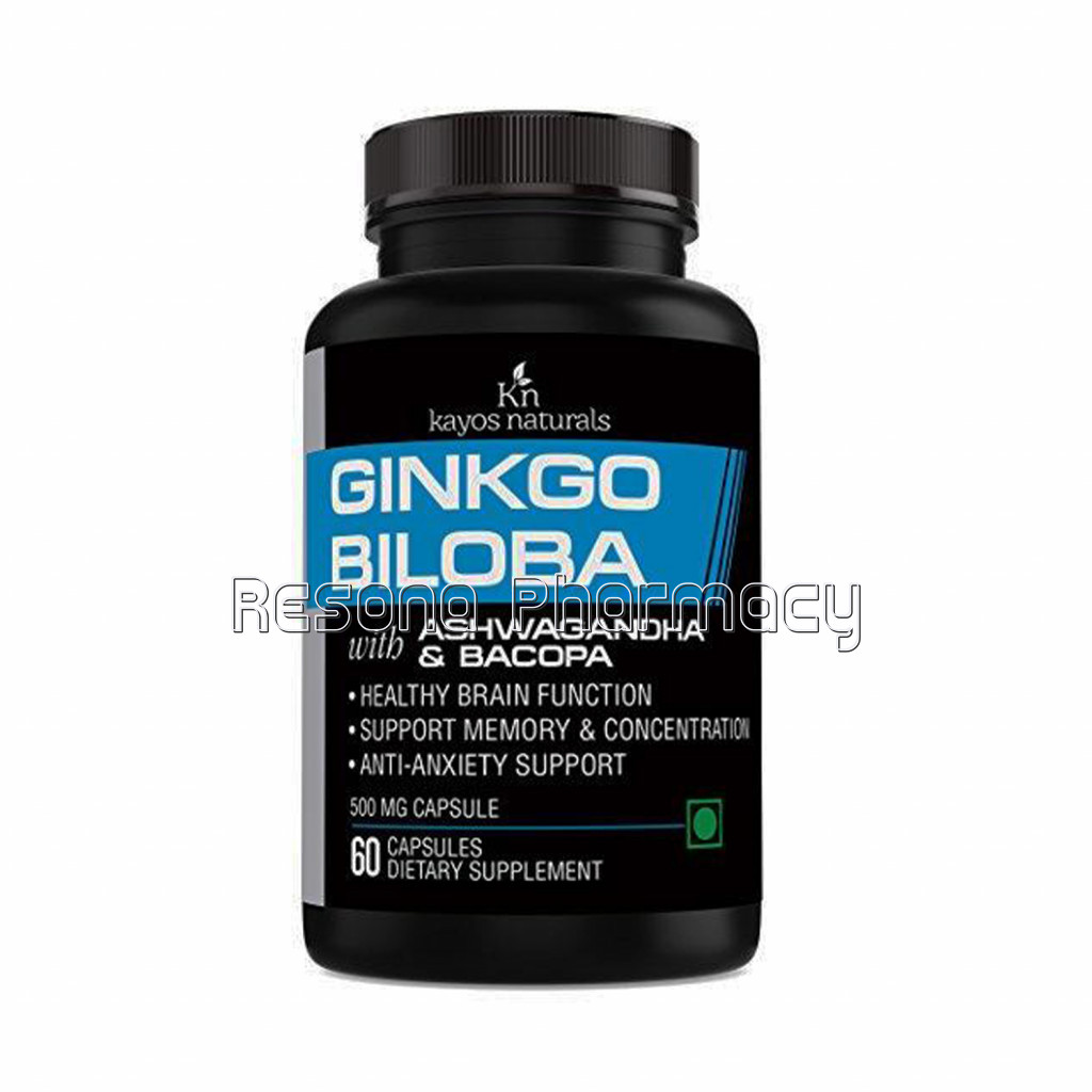 Kayos Naturals Ginkgo Biloba With Ashwagandha And Bacopa Brahmi For Memory Focus And Concentration 500Mg