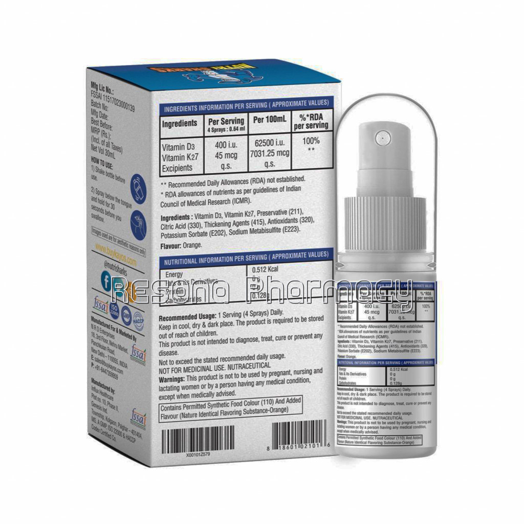 Nutrisharks Vitamin D3 With K2 (Mk7) Bone Health Complex   30Ml