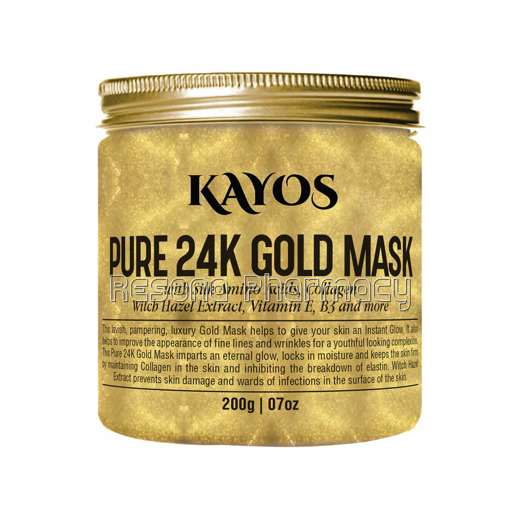 Kayos 24K Gold Mask (Collagen, Silk Amino Acids, Vitamin E) Instant Glow, Fine Lines, Anti Aging Mask Facial Cream   200G