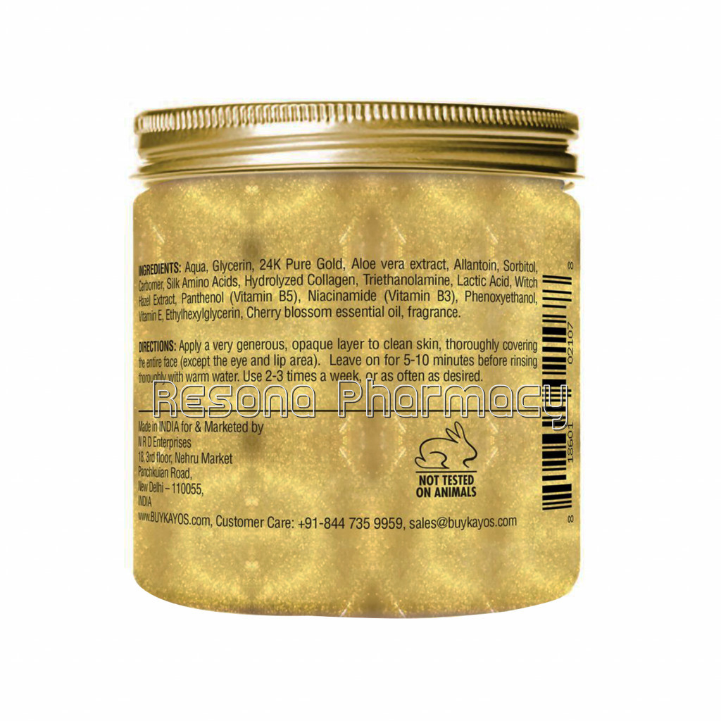 Kayos 24K Gold Mask (Collagen, Silk Amino Acids, Vitamin E) Instant Glow, Fine Lines, Anti Aging Mask Facial Cream   200G