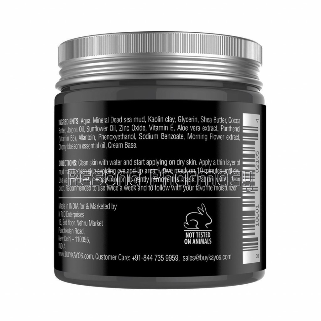 Kayos Dead Sea Mud Mask For Face and Body   100% NaNaturalSpa Quality For Acne, Blackheads, Oily Skin, Pore Reducer   200G