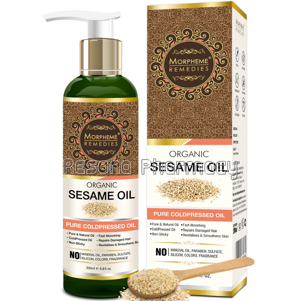 Organic Sesame Oil (Pure Coldpressed Oil) For Hair, Body, Skin Care, Massage, 200 Ml